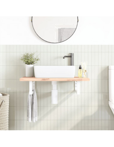 Reggimensole per Lavabo 2 pz Bianche Rettangolari in Acciaio