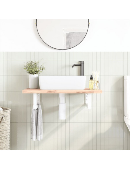 Reggimensole per Lavabo 2 pz Bianche Rettangolari in Acciaio