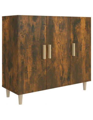 Credenza Rovere Fumo 90x34x80 cm in Legno Multistrato