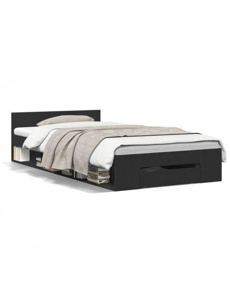 Giroletto con Cassetto Nero 75x190 cm in Legno Multistrato