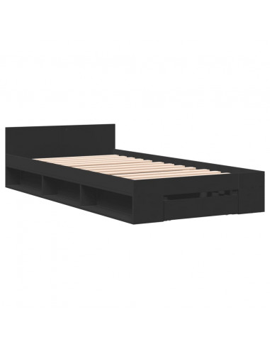 Giroletto con Cassetto Nero 75x190 cm in Legno Multistrato