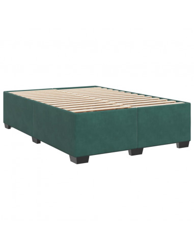 Giroletto a Molle con Materasso Verde Scuro 140x200 cm Velluto