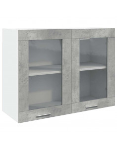 Mobile Pensile con Vetro Grigio Cemento 80x31x60 cm 2