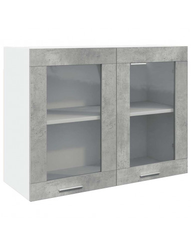 Mobile Pensile con Vetro Grigio Cemento 80x31x60 cm