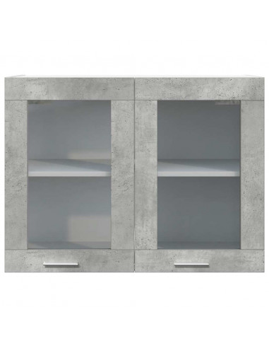 Mobile Pensile con Vetro Grigio Cemento 80x31x60 cm