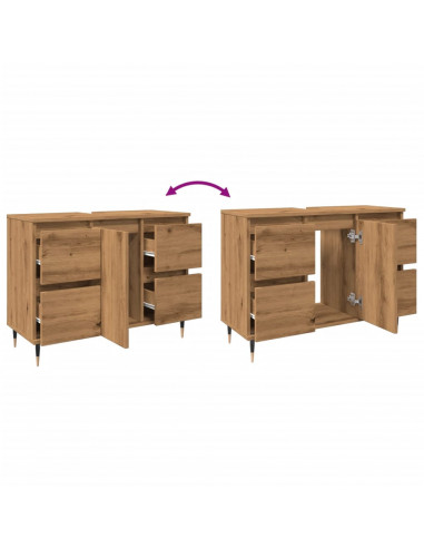 Mobiletto da Bagno Rovere Artigianale 80x33x60 cm in Truciolato