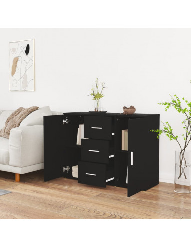 Credenza Nera 91x29,5x65 cm in Legno Multistrato