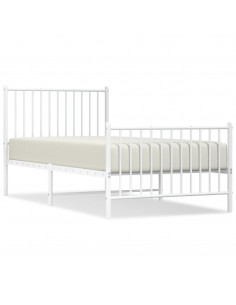 Giroletto con Testiera e Pediera Metallo Bianco 90x190 cm 2