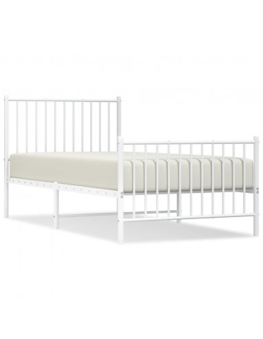 Giroletto con Testiera e Pediera Metallo Bianco 90x190 cm