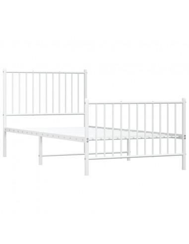 Giroletto con Testiera e Pediera Metallo Bianco 90x190 cm