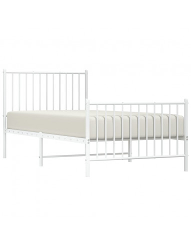 Giroletto con Testiera e Pediera Metallo Bianco 90x190 cm