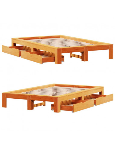 Giroletto senza Materasso Marrone Cera 120x200 cm Legno di Pino