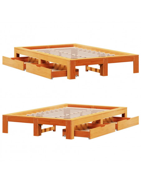 Giroletto senza Materasso Marrone Cera 120x200 cm Legno di Pino