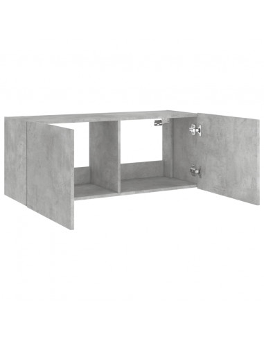 Mobile TV a Parete con Luci LED Grigio Cemento 100x35x41 cm