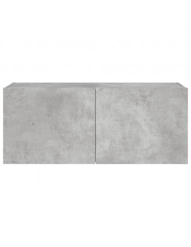 Mobile TV a Parete con Luci LED Grigio Cemento 100x35x41 cm