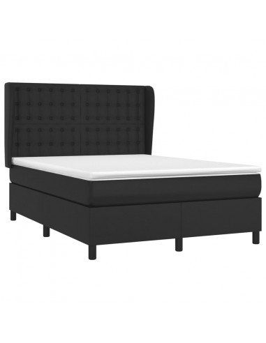 Giroletto a Molle con Materasso Nero 140x190 cm in Similpelle