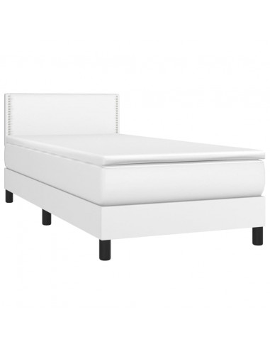 Giroletto a Molle con Materasso Bianco 100x200 cm in Similpelle