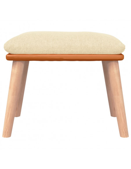 Poggiapiedi Crema 45x29,5x35 cm in Tessuto e Similpelle