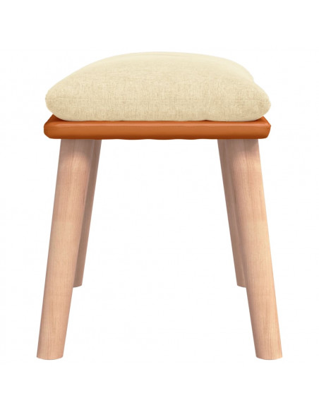 Poggiapiedi Crema 45x29,5x35 cm in Tessuto e Similpelle