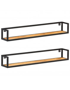 Mensole a Muro 2 pz 120 cm in Legno Massello di Acacia 2