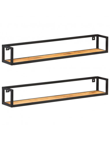 Mensole a Muro 2 pz 120 cm in Legno Massello di Acacia