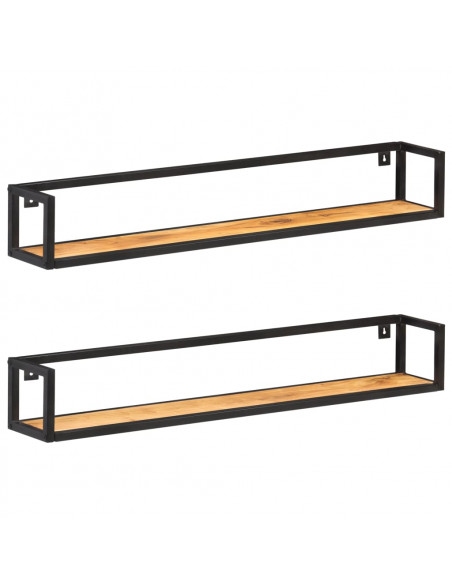 Mensole a Muro 2 pz 120 cm in Legno Massello di Acacia