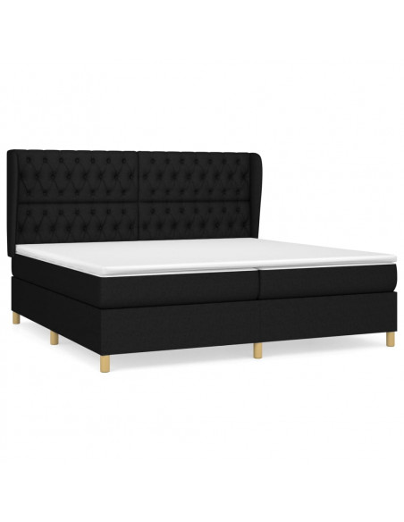 Giroletto a Molle con Materasso Nero 200x200 cm in Tessuto