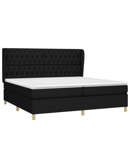 Giroletto a Molle con Materasso Nero 200x200 cm in Tessuto