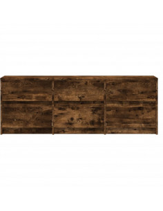 Mobile Porta TV con LED Rovere Fumo 140x34x50cm in Truciolato 2