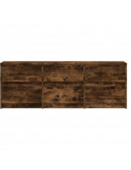 Mobile Porta TV con LED Rovere Fumo 140x34x50cm in Truciolato