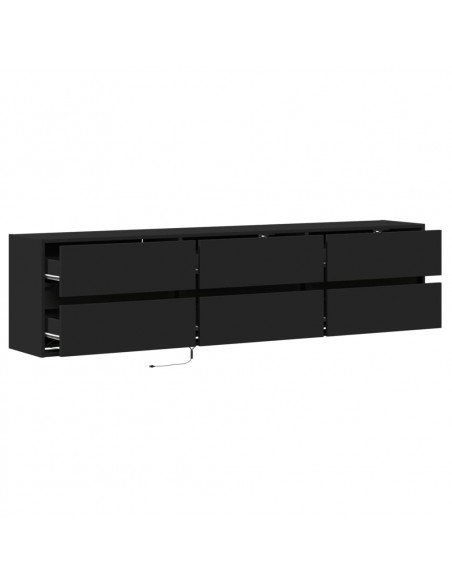 Mobile TV a Parete con LED Nero 180x31x45 cm