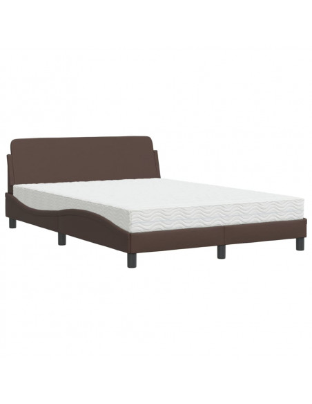 Letto con Materasso Marrone 120x200cm in Similpelle