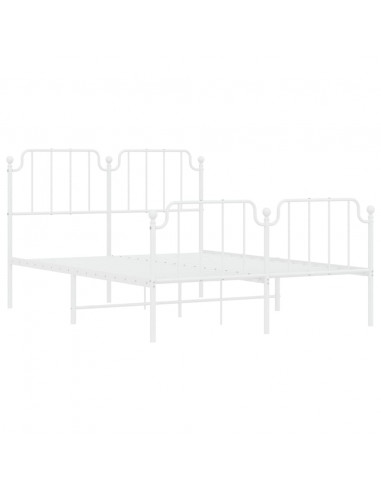 Giroletto con Testiera e Pediera Metallo Bianco 140x200 cm