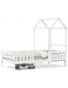 Giroletto con Tetto Bianco 75x190 cm Legno Massello di Pino 2