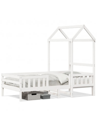 Giroletto con Tetto Bianco 75x190 cm Legno Massello di Pino