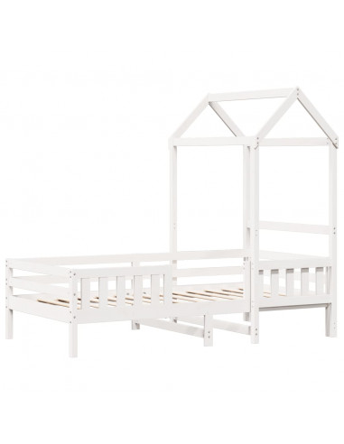 Giroletto con Tetto Bianco 75x190 cm Legno Massello di Pino