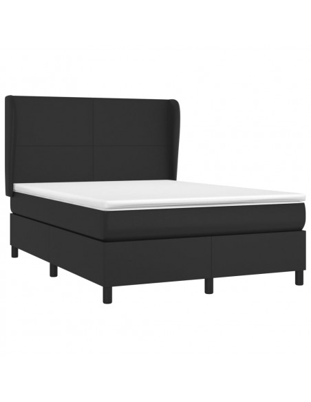 Giroletto a Molle con Materasso Nero 140x190 cm in Similpelle