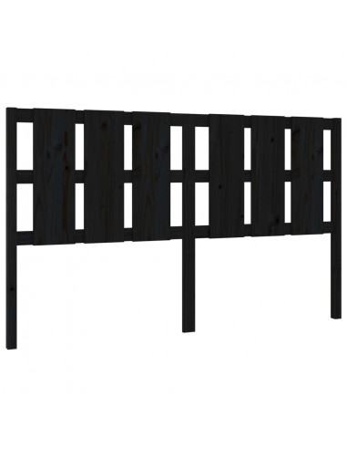 Testiera Letto Nera 165,5x4x100 cm in Legno Massello di Pino