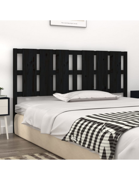 Testiera Letto Nera 165,5x4x100 cm in Legno Massello di Pino