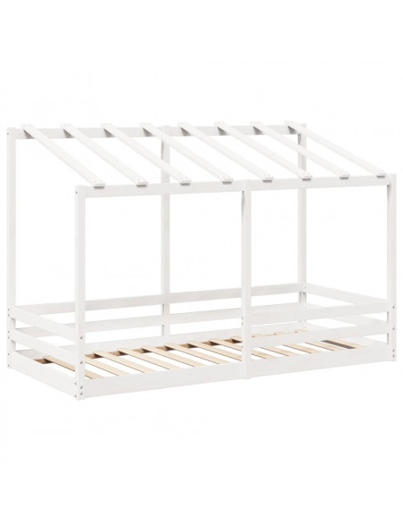 Letto Bambini con Tetto Bianco 100x200 cm Legno Massello Pino