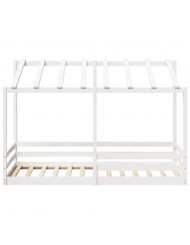 Letto Bambini con Tetto Bianco 100x200 cm Legno Massello Pino