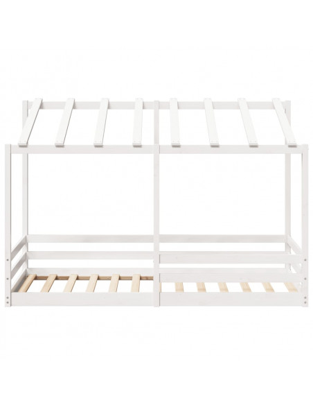 Letto Bambini con Tetto Bianco 100x200 cm Legno Massello Pino