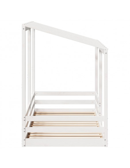 Letto Bambini con Tetto Bianco 100x200 cm Legno Massello Pino