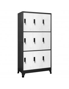 Armadietto con Serratura Antracite e Bianco 90x45x180cm Acciaio 2