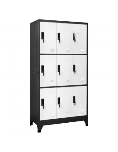 Armadietto con Serratura Antracite e Bianco 90x45x180cm Acciaio