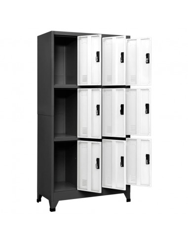 Armadietto con Serratura Antracite e Bianco 90x45x180cm Acciaio
