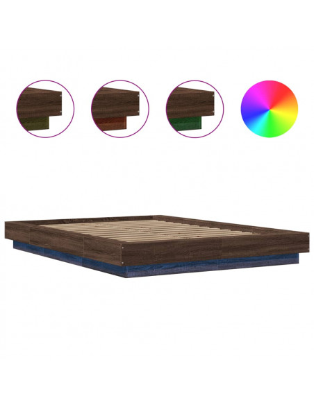 Giroletto Luci LED Rovere Marrone 120x200 cm Legno Multistrato