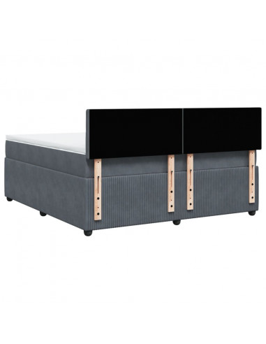 Giroletto a Molle con Materasso Grigio Scuro 180x200 cm Velluto