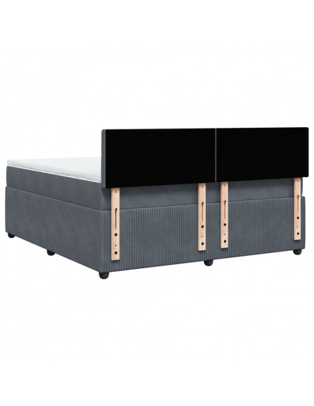 Giroletto a Molle con Materasso Grigio Scuro 180x200 cm Velluto