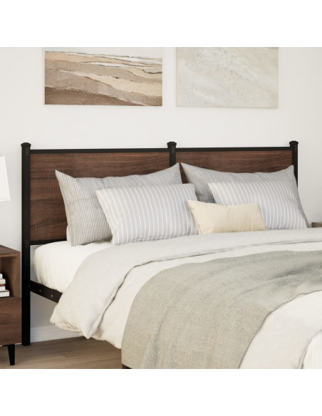 Testiera Rovere Marrone 150 cm in Legno Multistrato e Acciaio
